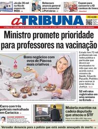 Capa do jornal A Tribuna 20/02/2021