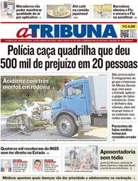 Capa do jornal A Tribuna 20/08/2021