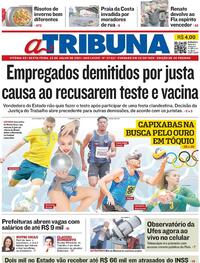 Capa do jornal A Tribuna 23/07/2021