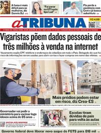 Capa do jornal A Tribuna 26/01/2021