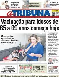 Capa do jornal A Tribuna 27/03/2021