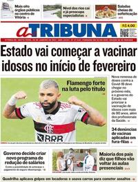 Capa do jornal A Tribuna 29/01/2021