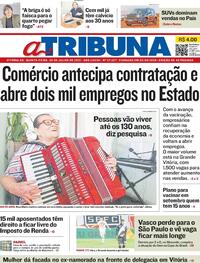 Capa do jornal A Tribuna 29/07/2021