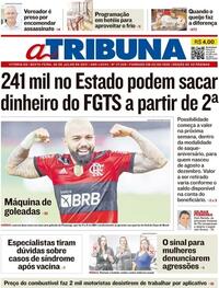 Capa do jornal A Tribuna 30/07/2021