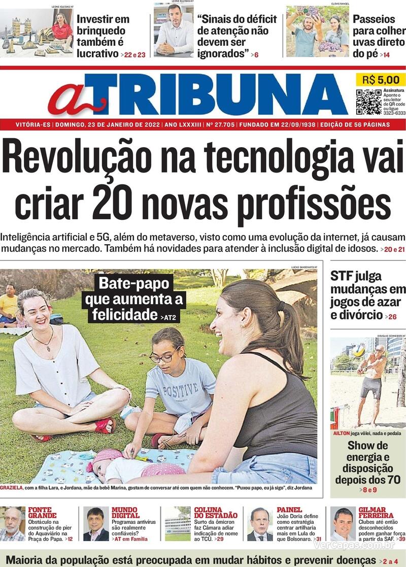 Capa A Tribuna Edição Domingo23 De Janeiro De 2022 9744