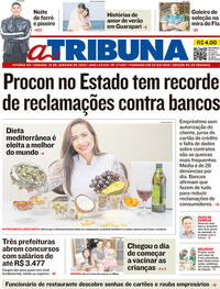 Capa do jornal A Tribuna 15/01/2022