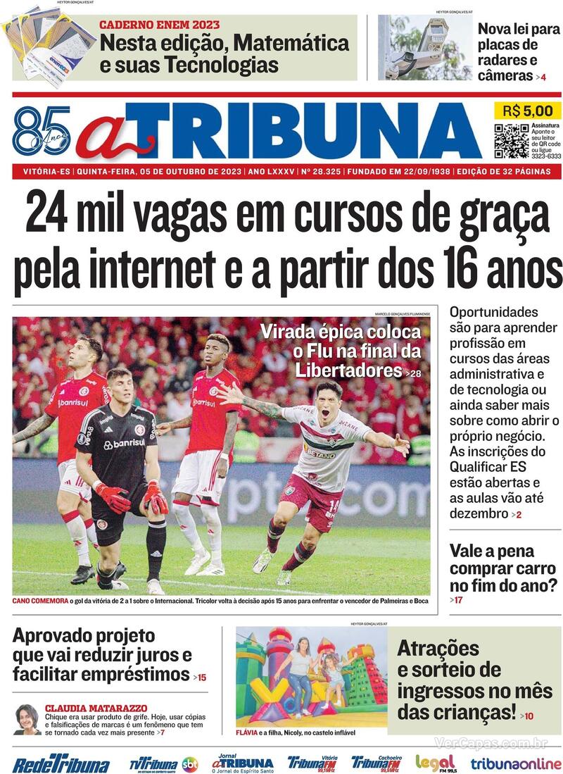 Capa A Tribuna Edição Domingo 5 De Novembro De 2023 9601