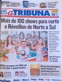 Capa do jornal A Tribuna 29/12/2023