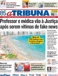 Capa do jornal A Tribuna 30/12/2023