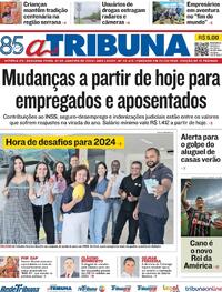 Capa do jornal A Tribuna 01/01/2024