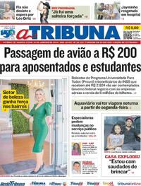 Capa do jornal A Tribuna 10/01/2024