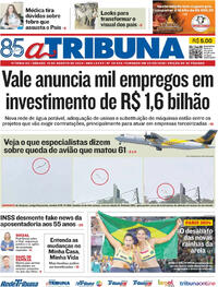 Capa do jornal A Tribuna 10/08/2024