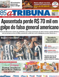 Capa do jornal A Tribuna 12/07/2024