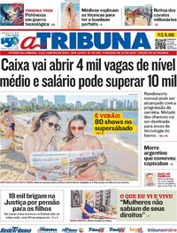 Capa do jornal A Tribuna 13/01/2024