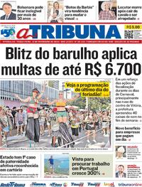 Capa do jornal A Tribuna 13/02/2024
