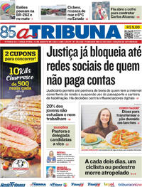 Capa do jornal A Tribuna 13/08/2024