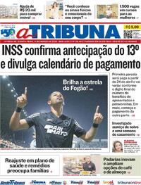 Capa do jornal A Tribuna 14/03/2024