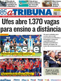 Capa do jornal A Tribuna 15/07/2024