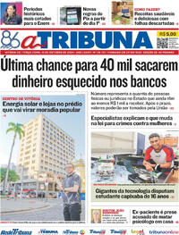 Capa do jornal A Tribuna 15/10/2024