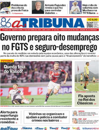 Capa do jornal A Tribuna 17/10/2024