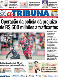 Capa do jornal A Tribuna 18/10/2024