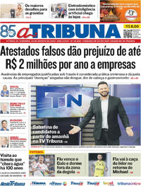 Capa do jornal A Tribuna 25/08/2024