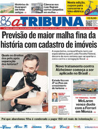 Capa do jornal A Tribuna 06/09/2025