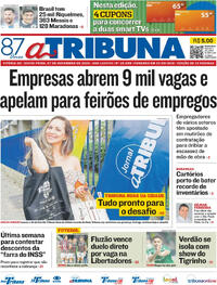 Capa do jornal A Tribuna 07/11/2025