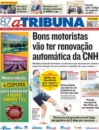 Capa do jornal A Tribuna 09/12/2025