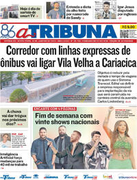 Capa do jornal A Tribuna 10/01/2025