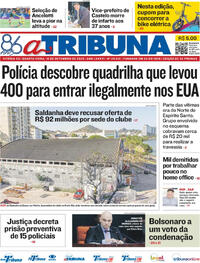 Capa do jornal A Tribuna 10/09/2025