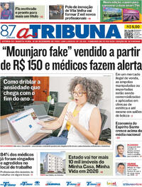 Capa do jornal A Tribuna 10/12/2025
