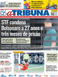 Capa do jornal A Tribuna 12/09/2025