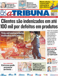 Capa do jornal A Tribuna 13/09/2025
