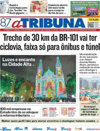 Capa do jornal A Tribuna 13/12/2025