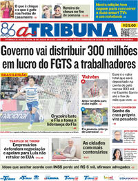 Capa do jornal A Tribuna 18/07/2025