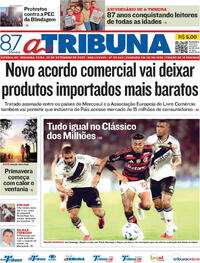 Capa do jornal A Tribuna 22/09/2025