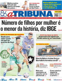 Capa do jornal A Tribuna 28/06/2025