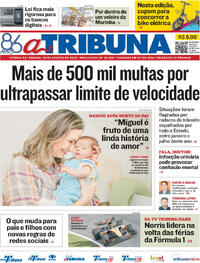 Capa do jornal A Tribuna 30/08/2025