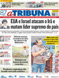 Capa do jornal A Tribuna 01/03/2026
