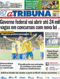 Capa do jornal A Tribuna 01/04/2026