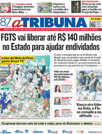 Capa do jornal A Tribuna 01/05/2026