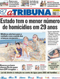 Capa do jornal A Tribuna 02/01/2026