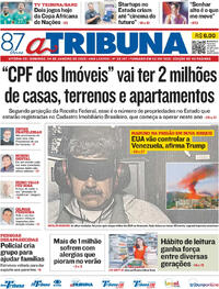 Capa do jornal A Tribuna 04/01/2026