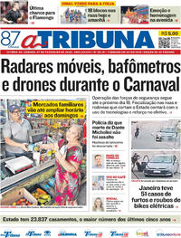Capa do jornal A Tribuna 07/02/2026