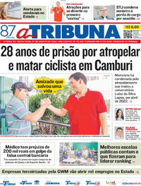 Capa do jornal A Tribuna 07/08/2026