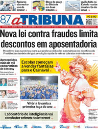 Capa do jornal A Tribuna 08/01/2026