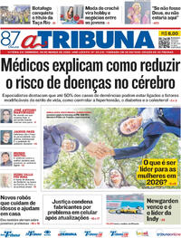Capa do jornal A Tribuna 08/03/2026