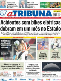 Capa do jornal A Tribuna 08/04/2026