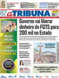 Capa do jornal A Tribuna 10/04/2026